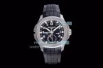 GR Factory Swiss Replica Patek Philippe Aquanaut Travel Time 5164A Watch Black Dial and Rubber Strap